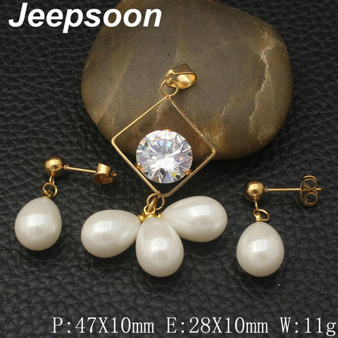 Stainless Steel Jewelry gold Color superior quality pendant and earring sets SDNDHLCA