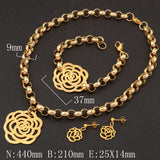 Newest 2 Styles Fashion Jewelry Stainless Steel Chain Flower Necklace & Bracelet Earrings Set SCAZAOCF