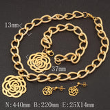 Newest 2 Styles Fashion Jewelry Stainless Steel Chain Flower Necklace & Bracelet Earrings Set SCAZAOCF