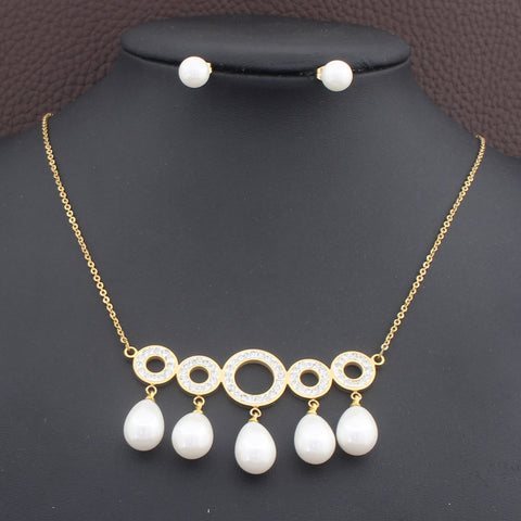 Stainless Steel Jewelry Gold Color Round pendant and earring sets SGGICPBJ