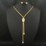 Adjustable Y-necklace Stainless Steel Gold Color Necklace Earrings Sets SEDZAYBG