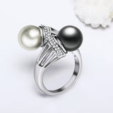 white and grey pearl crystal ring