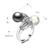 white and grey pearl crystal ring