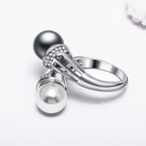 white and grey pearl crystal ring