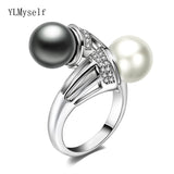 white and grey pearl crystal ring