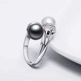 white and grey pearl crystal ring