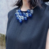 Glass Ball Blue Bubbles Choker Necklace