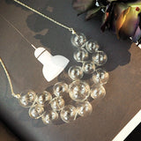 Handmade Blown Clear Glass Ball Necklace