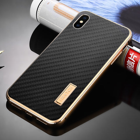 Original iMatch Aluminum Metal Bumper & Real Carbon Fiber Case For iPhone XS/ XS MAX Back Cover Luxury Phone Cases