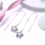 Otogo Transing Star hollowed out 0.6mm box of pure silver and long Jewelry Earrings