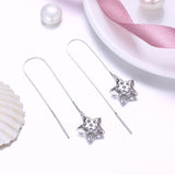 Otogo Transing Star hollowed out 0.6mm box of pure silver and long Jewelry Earrings