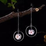 Otogo Transing Circular resin 11mm box of pure silver and long Jewelry earrings SVE254