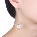 Otogo Transing Circular resin 11mm box of pure silver and long Jewelry earrings SVE254