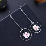 Otogo Transing Circular resin 11mm box of pure silver and long Jewelry earrings SVE254