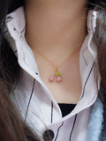 Postal Boshuolin Juicy Cherry Green Leaf Necklace