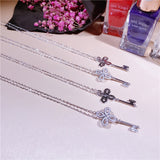 925 pure silver four-leaf flower clavicle flower key necklace