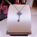 925 pure silver four-leaf flower clavicle flower key necklace