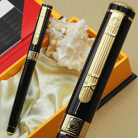 Business Roller Ball Gold Plated Carved Writing Pen