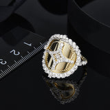 925 Sterling Silver Crystal Star SOLEIL Retro Gold Shield Micro Ring