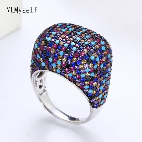 925 sterling silver  Gorgeous multi cubic zirconia crystal rings