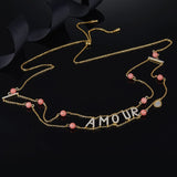 Real Sterling Silver Initial Letter Amour Red Choker Zircon pendant Necklace
