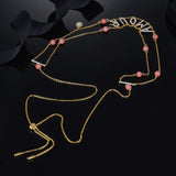 Real Sterling Silver Initial Letter Amour Red Choker Zircon pendant Necklace