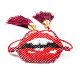 Red Lips Pulseras Kiss Bracelet MIYUKI Delica Bileklik Tassel Bracelet