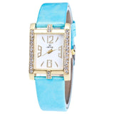Retro Candy Colors Design Leather Band Analog Alloy Quartz Wrist Watch