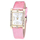 Retro Candy Colors Design Leather Band Analog Alloy Quartz Wrist Watch