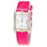 Retro Candy Colors Design Leather Band Analog Alloy Quartz Wrist Watch