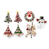 Rinhoo 2018 Xmas Enamel Snowman Stockings Santa Tree Brooch Pin