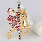 Rinhoo 2018 Xmas Enamel Snowman Stockings Santa Tree Brooch Pin