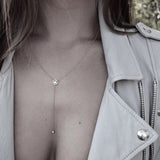 Romantic pure 925 silver Chain CZ Circle Lariat Pendant Necklaces