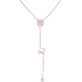 Romantic pure 925 silver Chain CZ Circle Lariat Pendant Necklaces