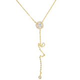 Romantic pure 925 silver Chain CZ Circle Lariat Pendant Necklaces