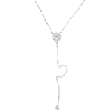 Romantic pure 925 silver Chain CZ Circle Lariat Pendant Necklaces