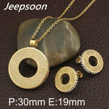 Stainless Steel Jewelry Gold Color pendant and earring sets SBJFLRCE