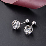 S925 Sterling Silver Simple Three-Dimensional Zircon Hollow Earrings