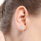 S925 Sterling Silver Simple Three-Dimensional Zircon Hollow Earrings