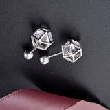 S925 Sterling Silver Simple Three-Dimensional Zircon Hollow Earrings