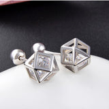 S925 Sterling Silver Simple Three-Dimensional Zircon Hollow Earrings