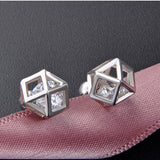 S925 Sterling Silver Simple Three-Dimensional Zircon Hollow Earrings