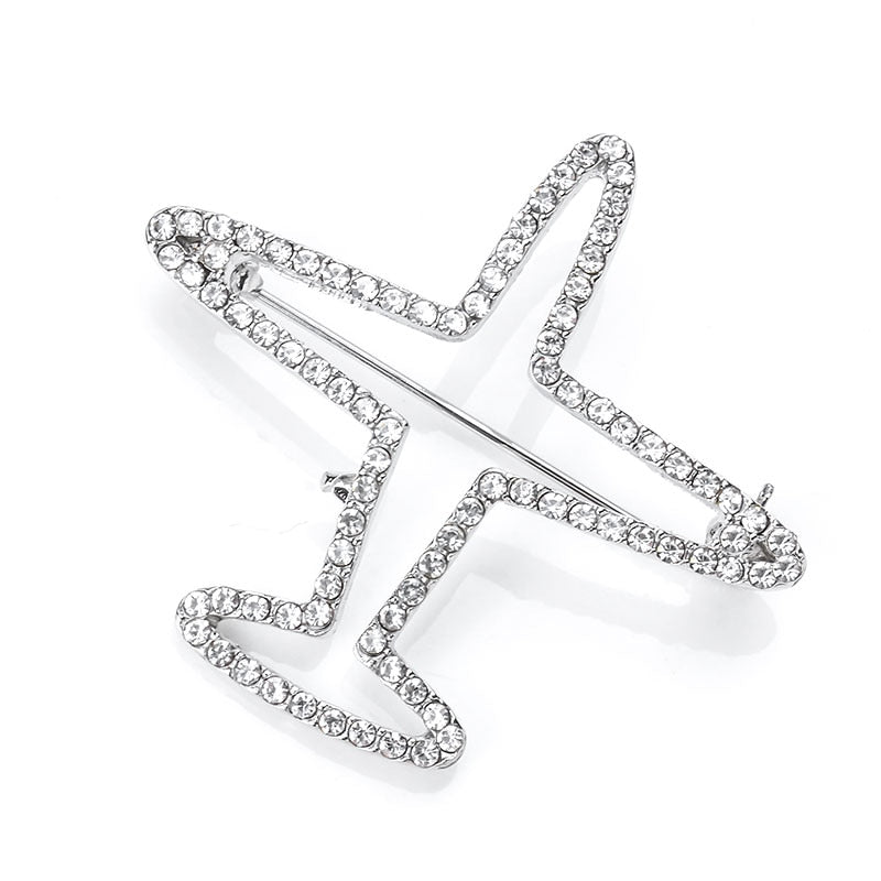 SHUANGR Airplane Brooch Cartoon Silver Color Brooches