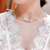 SINZRY NEW original handmade natural freshwater pearl flower elegant choker necklace