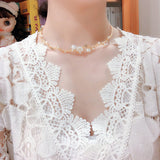 SINZRY NEW original handmade natural freshwater pearl flower elegant choker necklace