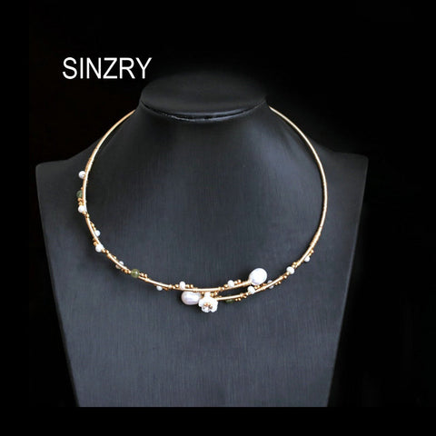 SINZRY NEW original handmade natural freshwater pearl flower elegant choker necklace