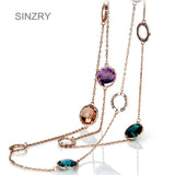 Luxury Jewelry Rose gold color Austria crystal long sweater necklaces