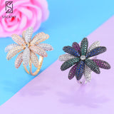 SISCATHY Luxury Blossom Flower Floral Ring