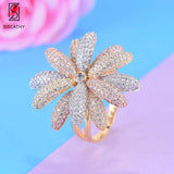 SISCATHY Luxury Blossom Flower Floral Ring