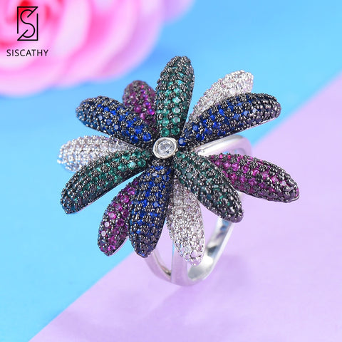 SISCATHY Luxury Blossom Flower Floral Ring